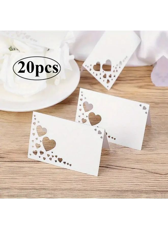 Purple Heart Shaped Place Cards 30 Pcs Elegant Wedding Banquet Table Name Cards - Image 1